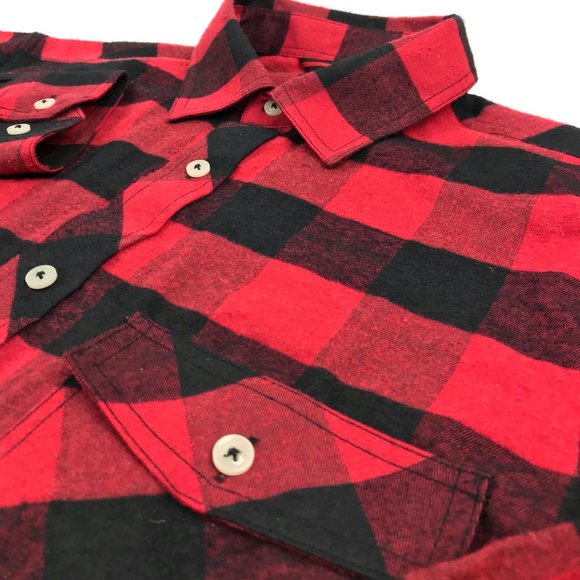 Buffalo Plaid Flannel Shirt Medium Red Black Sz M - Picture 5 of 10